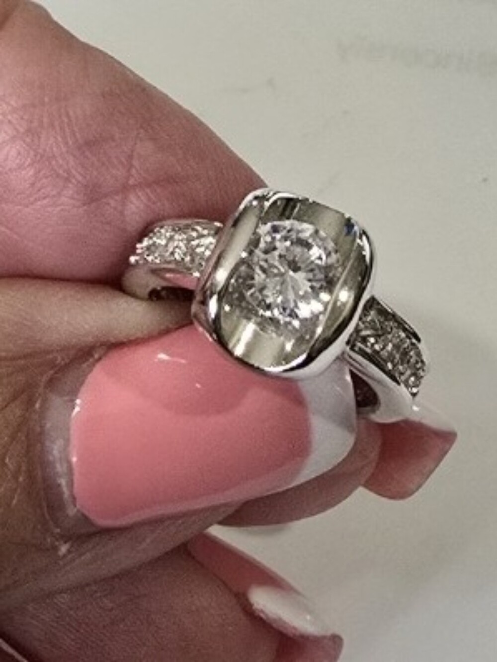 Silver Solitaire Cocktail Ring Cubic Zirconia  Size 5, 9, 10 *